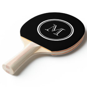 Monogram Initial Black High End Colored Ping-Pong Paddle