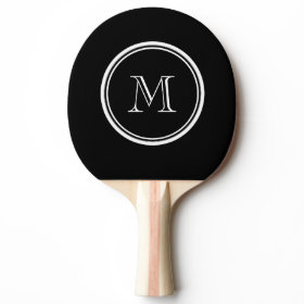 Monogram Initial Black High End Colored Ping Pong Paddle