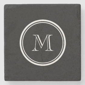 Monogram Initial Black High End Colored Stone Coaster