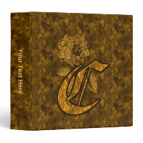 Monogram Initial C Gold Satin Peony Binder