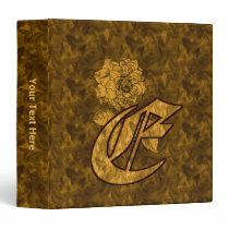 Monogram Initial E Gold Satin Peony Binder