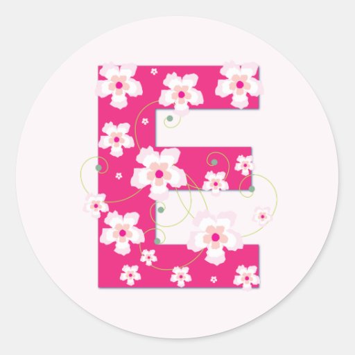 Monogram Initial E Pretty Pink Floral Stickers Zazzle