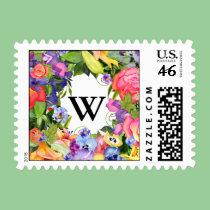 Monogram Initial Flower Postage stamps