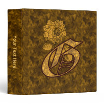 Monogram Initial G Gold Satin Peony Binder