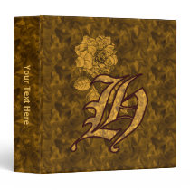 Monogram Initial H Gold Satin Peony Binder