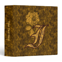 Monogram Initial I Gold Satin Peony Binder