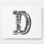 Monogram Initial Letter Distressed D Mouse Pads