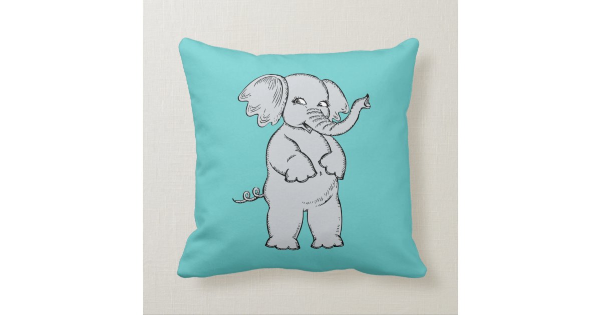 Monogram initial letter E, cute elephant custom Throw Pillow Zazzle