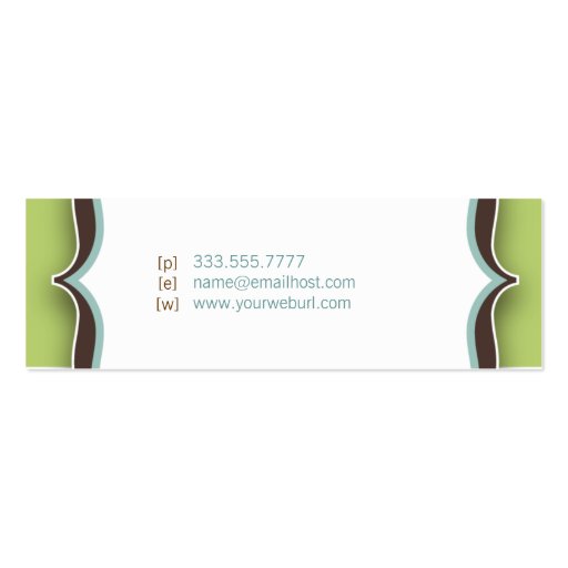 Monogram Initial Retro Skinny Card Business Card (back side)