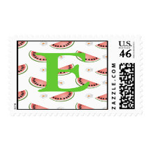 Monogram Initial Watermelon Postage Stamp Letter E