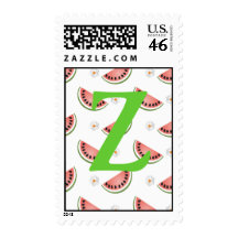 Monogram Initial Watermelon Postage Stamp Letter Z