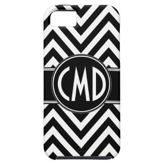 MONOGRAM INITIALS BLACK CHEVRON iPhone 5 Case