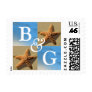 Monogram Initials Bride Groom Tropical Stamps