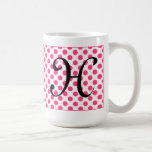 Monogram Initials Pink Polka Dots Mug