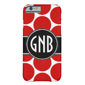 MONOGRAM INITIALS RED POLKA DOTS BARELY THERE iPhone 6 CASE