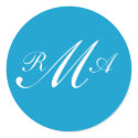 Monogram Invitation Seal Teal and White stickers by monogramgallery Monogram Invitation Seal Teal and White stickers