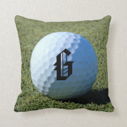(Monogram - It) Golf Ball on Green close-up photo Throw Pillow