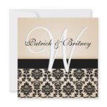 Monogram Ivory  &amp; Black Damask Wedding Invitations