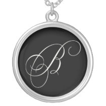 Monogram jewelry - Script Initial B necklaces