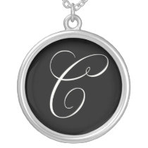 Monogram jewelry - Script Initial C necklaces