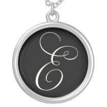 Monogram jewelry - Script Initial E necklaces