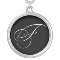Monogram jewelry - Script Initial F necklaces