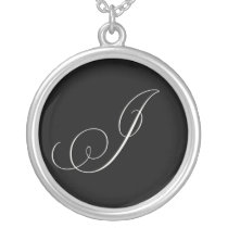 Monogram jewelry - Script Initial J necklaces