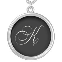 Monogram jewelry - Script Initial K necklaces