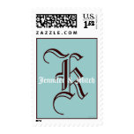 Monogram K Wedding Names Aqua Espresso Postage