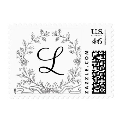 Monogram L Wedding Invitation Initial Monograms Postage Stamps
