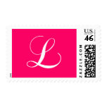 Monogram L Wedding Postage Stamps Pink