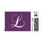 Monogram L Wedding Postage Stamps Purple