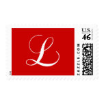 Monogram L Wedding Postage Stamps Red