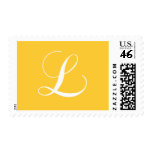 Monogram L Wedding Postage Stamps Yellow