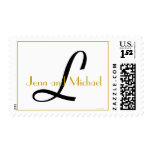 Monogram L Wedding Stamp Names Black White & Gold