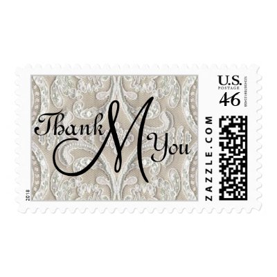 Monogram Lace Thank You Postage Stamp