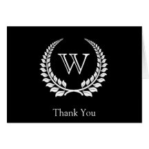Monogram Laurel Black/White Card
