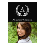 Monogram Laurel Black/White invitations