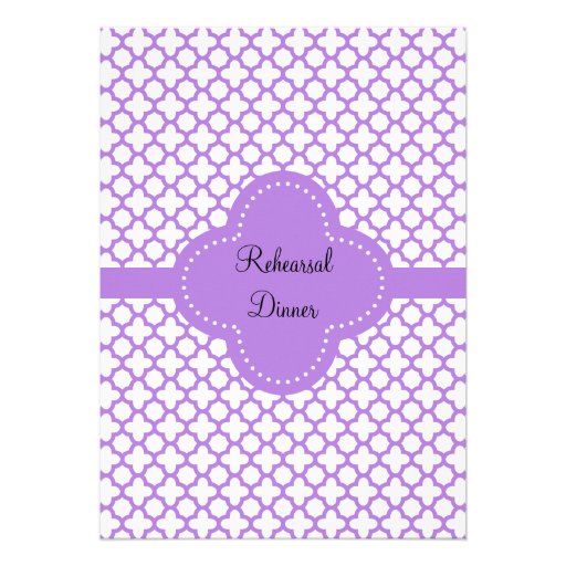Monogram Lavender Quatrefoil Pattern Custom Invitation