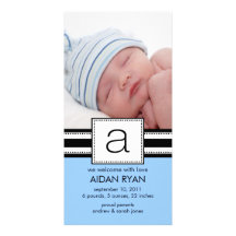Monogram Letter A Baby PHOTO Birth Announcement Photo Card