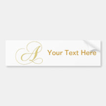 Monogram Letter A Golden Single Bumper Sticker