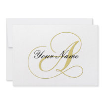 Monogram Letter A Golden Single Customizable Invitations