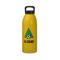 Monogram Letter A in Soccer Green water bottles