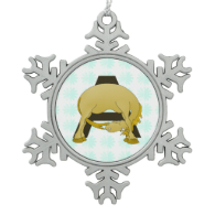 Monogram  Letter A Pony Snowflake Pewter Christmas Ornament