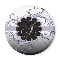Monogram Letter A Violet Refrigerator Magnet