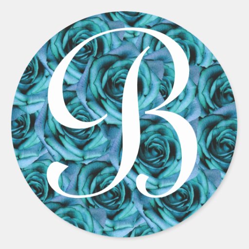 Monogram Letter B Blue Roses Sticker | Zazzle