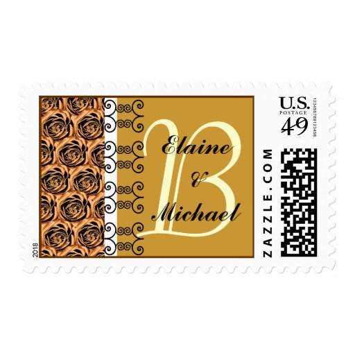 Monogram Letter B Gold Roses Stamp | Zazzle