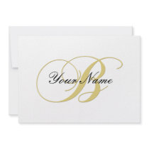Monogram Letter B Golden Single Customizable Invites