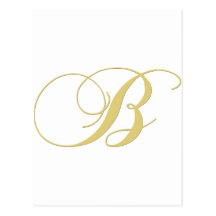 Monogram Letter B Golden Single Postcards