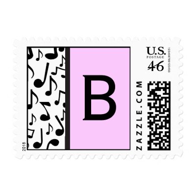 Monogram Letter B Music Notes Stamp